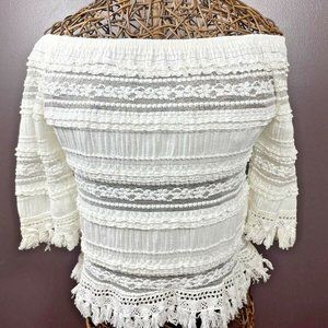 mur mur womans small lace off shoulders crop top